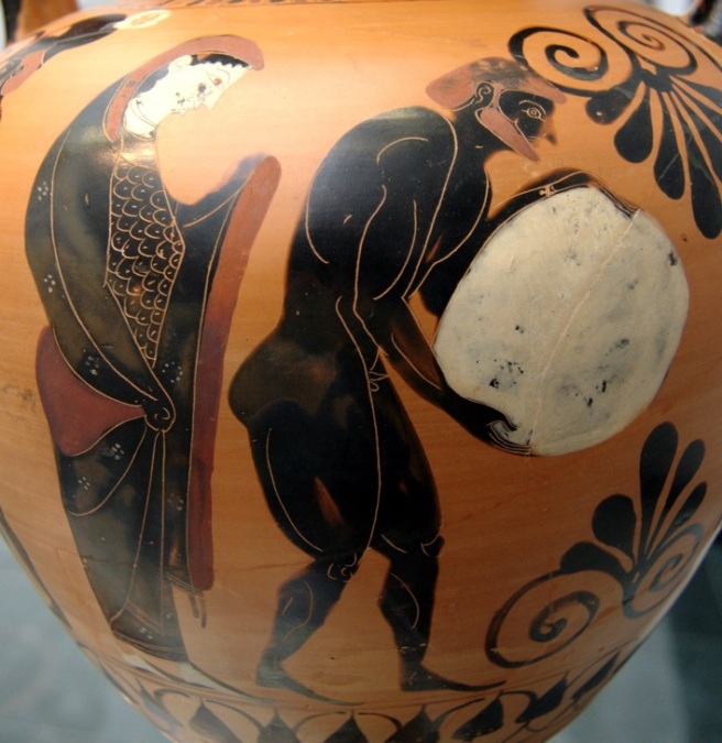 sisyphus on vase from nekyia (wikipedia)